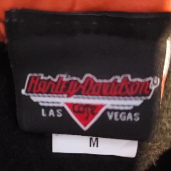Vintage Y2k Harley Davidson Medium Full Zip Up Hoodie Las Vegas 1997 Bikecore - Picture 8 of 12